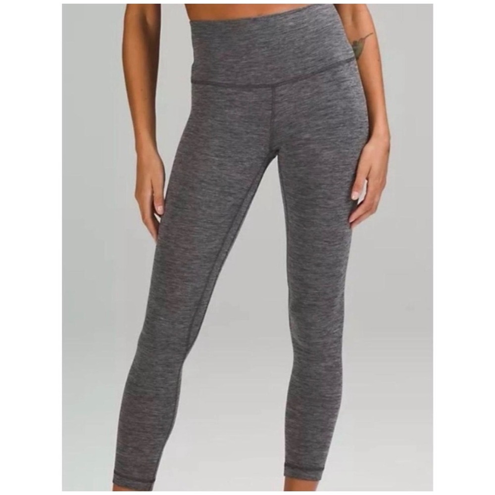 Lululemon Wunder Under HR 25 Action Jacquard Black Pitch Grey Leggings Size 4